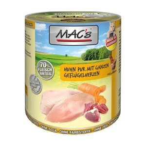 MAC's Cat čistě kuřecí maso s celými drůbežími srdci 6 × 800 g