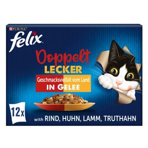 FELIX Doppelt Lecker chutná tak dobře, jak vypadá. Pochoutka v želé z venkova, 12 × 85 g