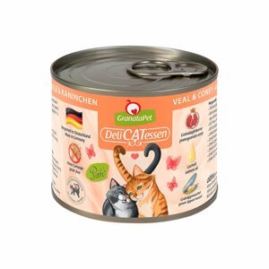 GranataPet pro kočky – Delicatessen konzerva telecí maso a králík 12× 200 g