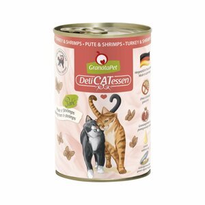 GranataPet pro kočky – Delicatessen konzerva, krůta a krevetami 12 × 400 g