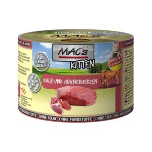 MAC‘s CAT Kitten, Telecí maso a kuřecí srdíčka 6× 200 g
