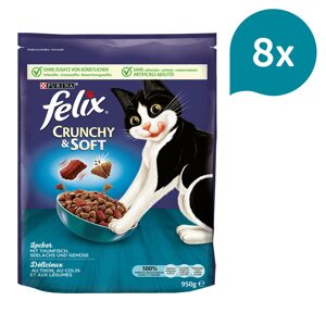 FELIX Crunchy & Soft tuňák, treska tmavá a zelenina 8 × 950 g