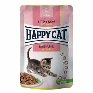 Happy Cat Kitten & Junior venkovská drůbež v kapsičce 48 × 85 g