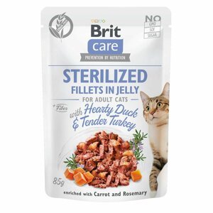 Brit Care Cat filety v želé kachna a krocan Sterilized 24 × 85 g