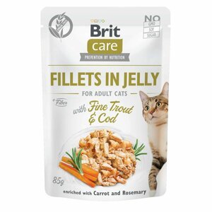 Brit Care Cat filety v želé jemný pstruh a treska 24 × 85 g