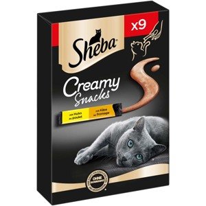SHEBA® Creamy Snacks kuřecí maso se sýrem 9×12 g