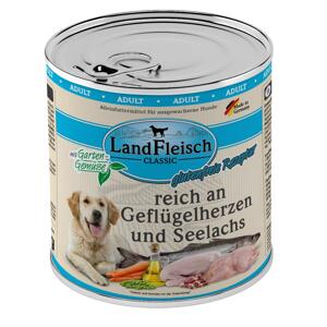 LandFleisch Dog Classic drůbeží srdce a treska tmavá 6 × 800 g