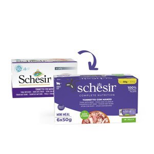 Schesir cat complete tuňák s hovězím v želé 6x50 g