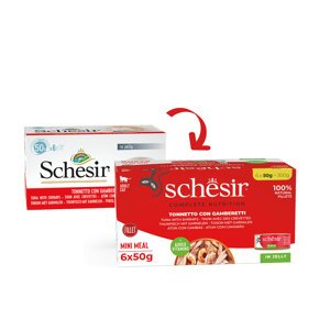 Schesir cat complete tuňák s krevetami v želé 6x50 g