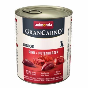 Animonda Gran Carno Junior s hovězím masem a krůtími srdíčky 6x800g