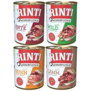 Rinti Kennerfleisch, směs jehněčího, kuřecího, kachního masa a zvěřiny, 24 × 800 g