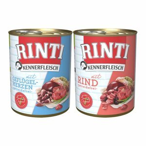 Rinti Kennerfleisch mix hovězí maso a drůbeží srdce 24× 800 g